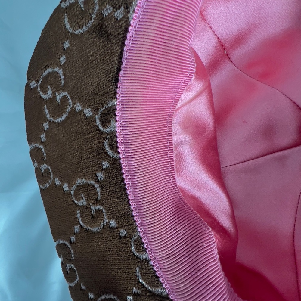 Gucci Brown Velvet Monogram Hat - Picture 6 of 7